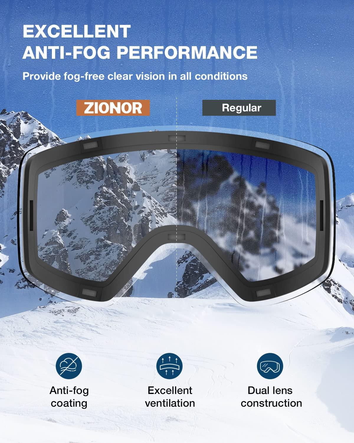 ZIONOR ZIONOR X11 Ski Goggles Magnetic Cylindrical Snowboard Snow Goggles for Men Women