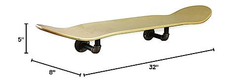 TGM Skateboards Floating Industrial Style Skateboard Deck Shelf with Pipe Mounting System Custom Made Indoor Skate Shelving - Maple Wall Mount - 7.75" Stained Green Bottom