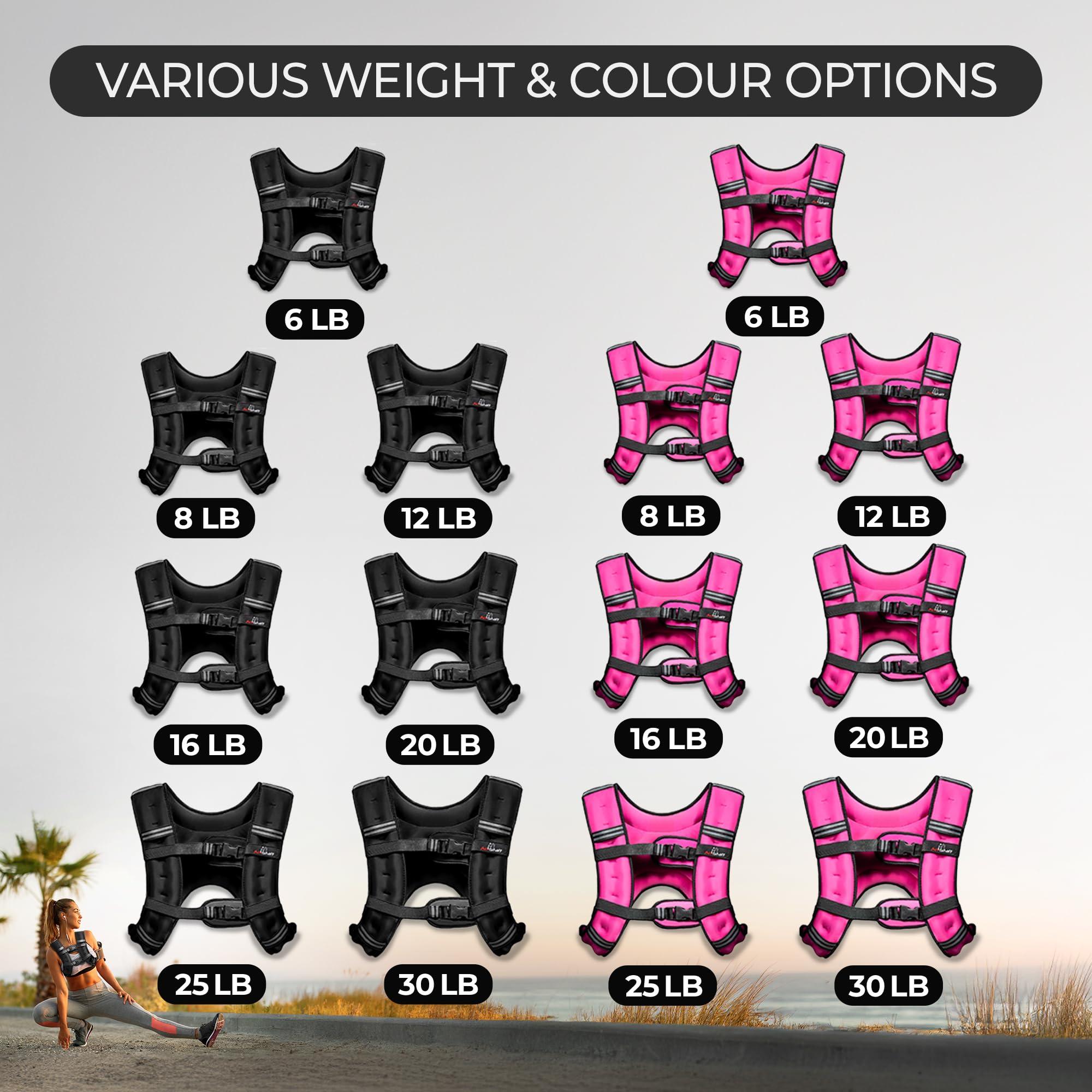 AmStaff Fitness Amstaff Fitness Weighted Vest - Weight Vest for Running, Strength Training & Muscle Building, Features Reflective Stripe for Safe Outdoor Workouts (20lbs, Pink)