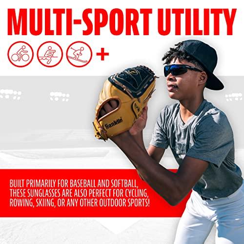 Franklin Sports Franklin Sports MLB - Flip Up Baseball + Softball Sunglasses for Kids + Adults - Lightweight Sport Sunglasses for UV Protection, Black