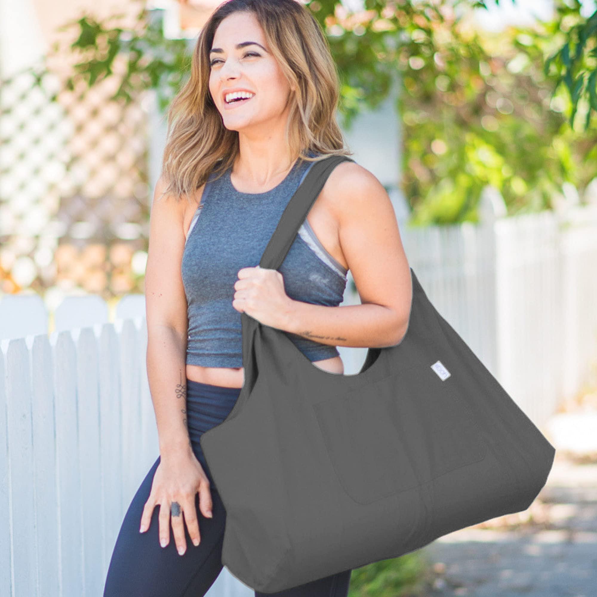 Yogiii Yogiii Yoga Mat Bag | The ORIGINAL YogiiiTotePRO | Large Yoga Mat Bag or Yoga Mat Carrier with Side Pocket | Yoga Bag Fits Most Size Mats (Ash Gray)