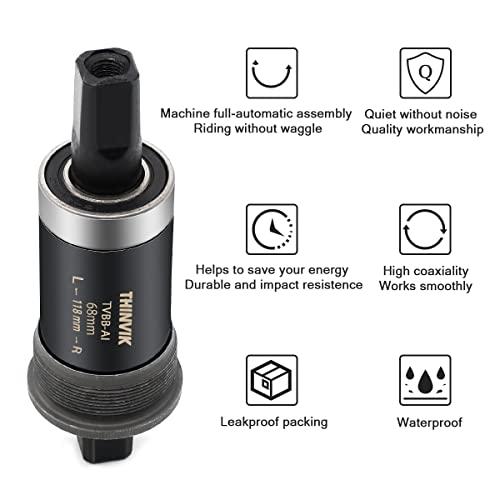 Thinvik Thinvik Square Tapered Bottom Bracket - 68mm English BSA Compatible with Shimano BB-UN26/BB-300/BB-100/BB-101, 68mm x 108 110 113 116 118 122.5 127