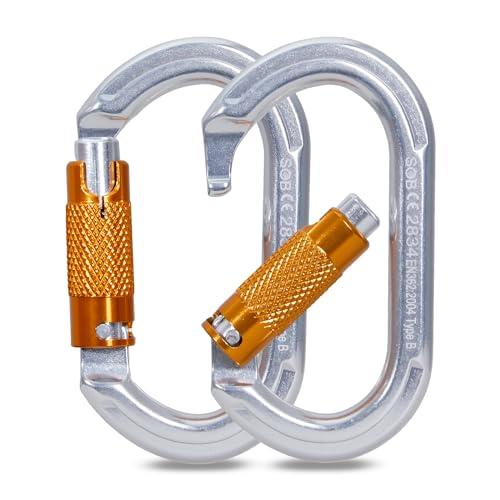 SOB SOB Auto Locking Climbing Carabiner Clips 6Pack 22KN Heavy Duty Asymmetrical Carabiner Connector Used for Rappelling Gear Rescue Outdoor Projects Dog Leash