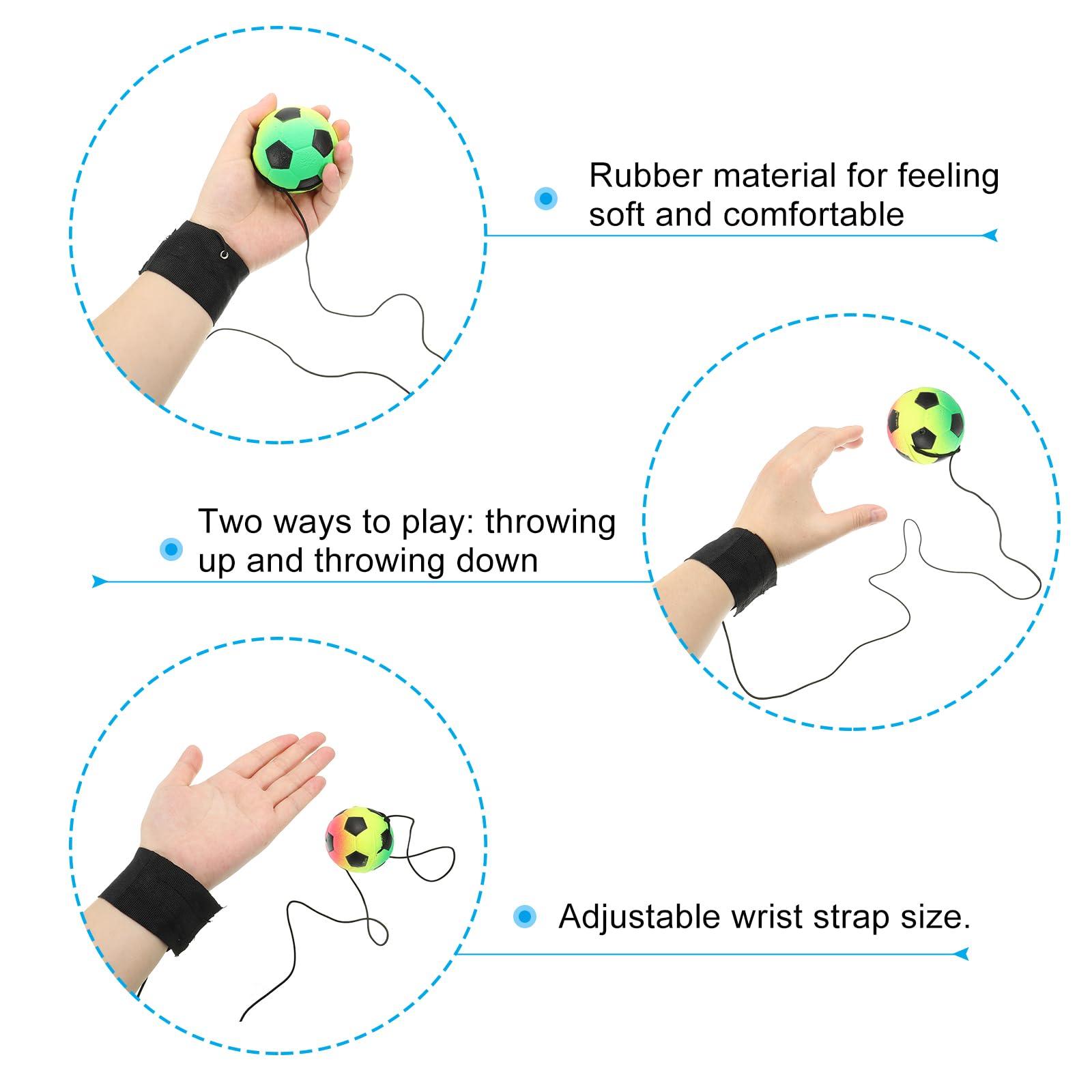 PATIKIL PATIKIL 1.9 Inch Sports Wrist Ball, Soccer Rubber Rebound Wristband Wrist Return Ball Sport on a String for Exercise Play, Mixed Colors