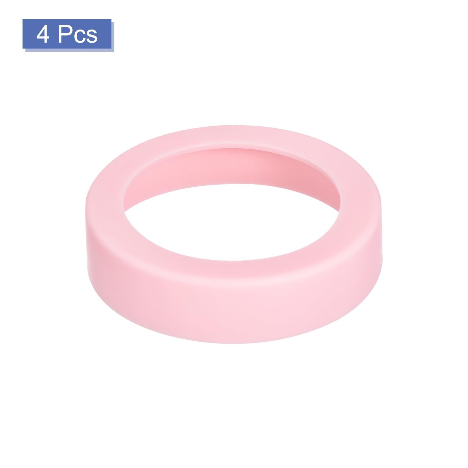 uxcell uxcell 4pcs Water Bottle Boot, Protective Silicone Boot Sleeve Non Slip Bottom Cover Bumper for Water Bottles Mug Tumbler Rose Pink(75mm)
