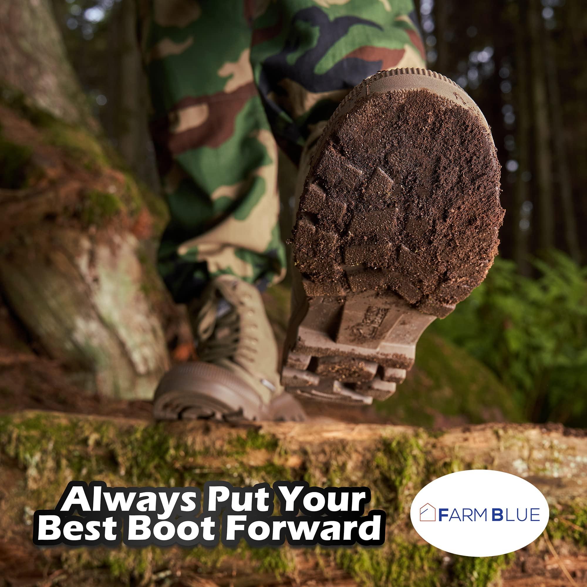 Farm Blue Farm Blue Men's Ranger Boots - High Top Hiking Shoes for Men - Water-Resistant Canvas Combat Boots with Orthotic Insoles - Tactical Shoes for Casual, Work, or Outdoor Wear, Black & White, 7.5