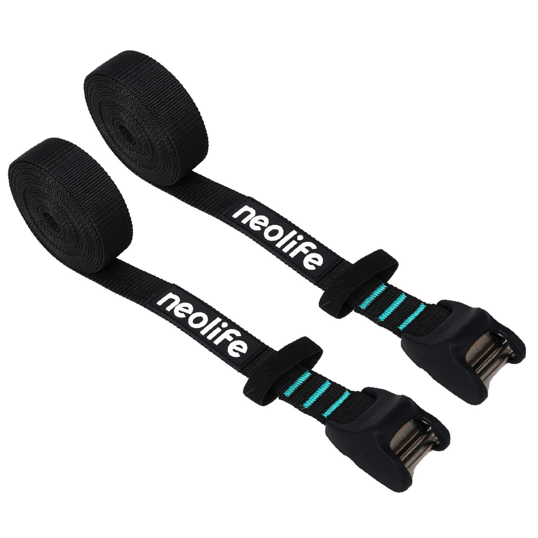 WONITAGO WONITAGO Premium 'No Scratch' Silicon Tie Down Cam Straps for Surfboards, Kayaks, SUP Paddleboards, Canoes, Snowboards 12ft (Pair)