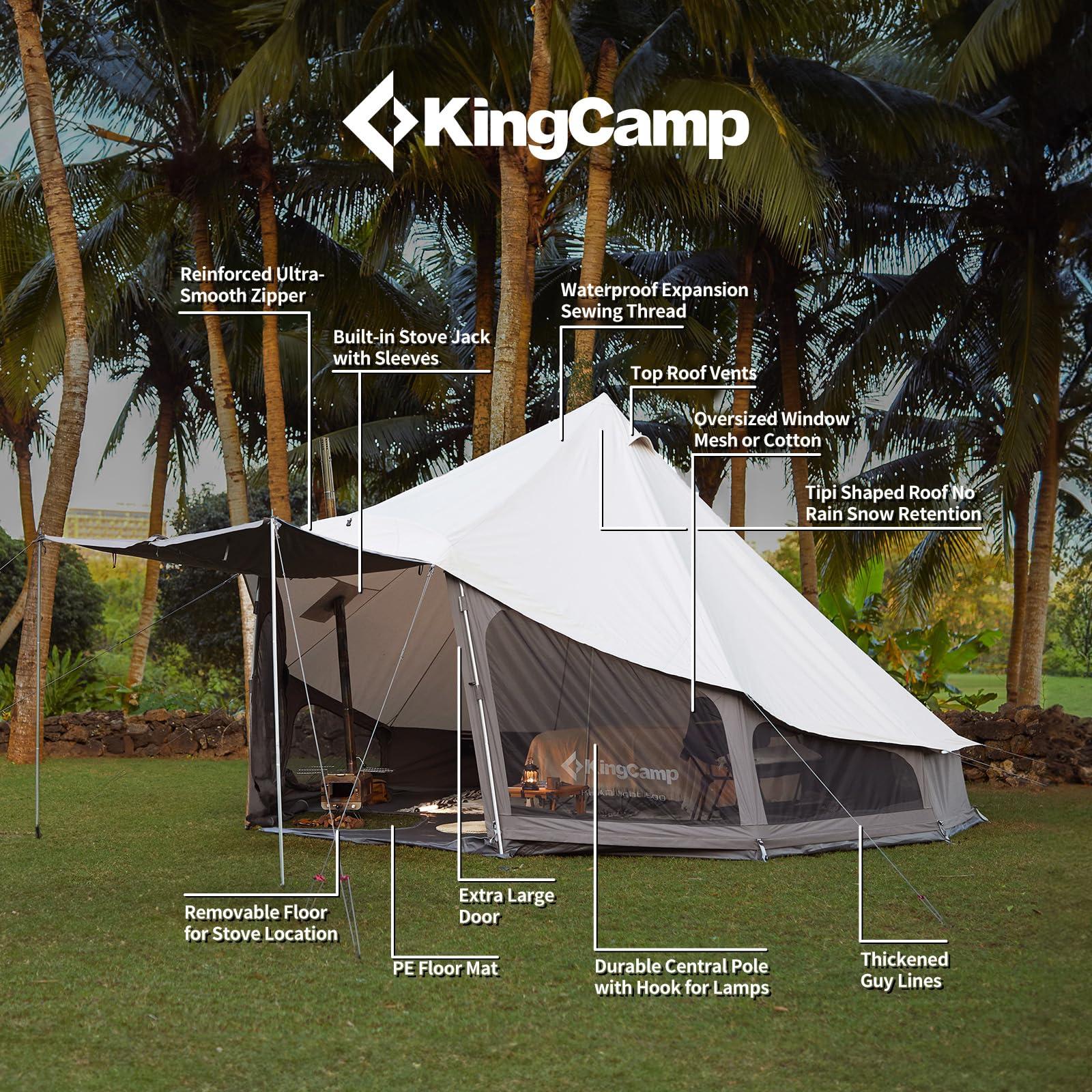 KingCamp KingCamp Canvas Tent for Camping, 4 Seasons Large Waterproof & Windproof Luxury Glamping Tent with Stove Jack for Family Outdoor Camping, Hunting & Parties