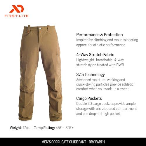 First Lite First Lite Mens Corrugate Guide Pant - Lightweight Stretch Hunting Pants - Dry Earth - Small