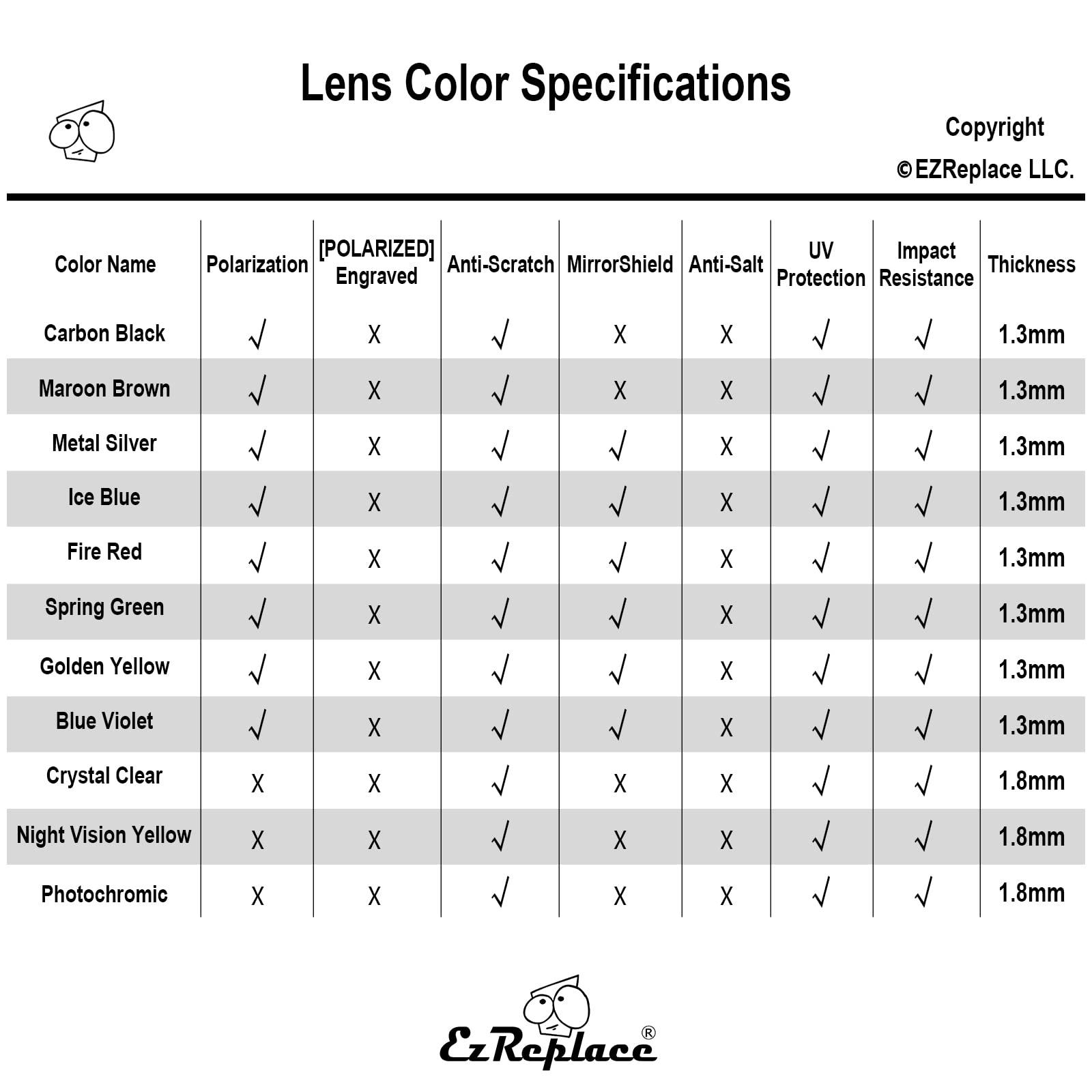 EZReplace EZReplace Lenses Replacement for Versace VE3326U 53mm Sunglasses (Polarized Lenses) - Fits Versace VE3326U 53mm Frame (Night Vision Yellow)