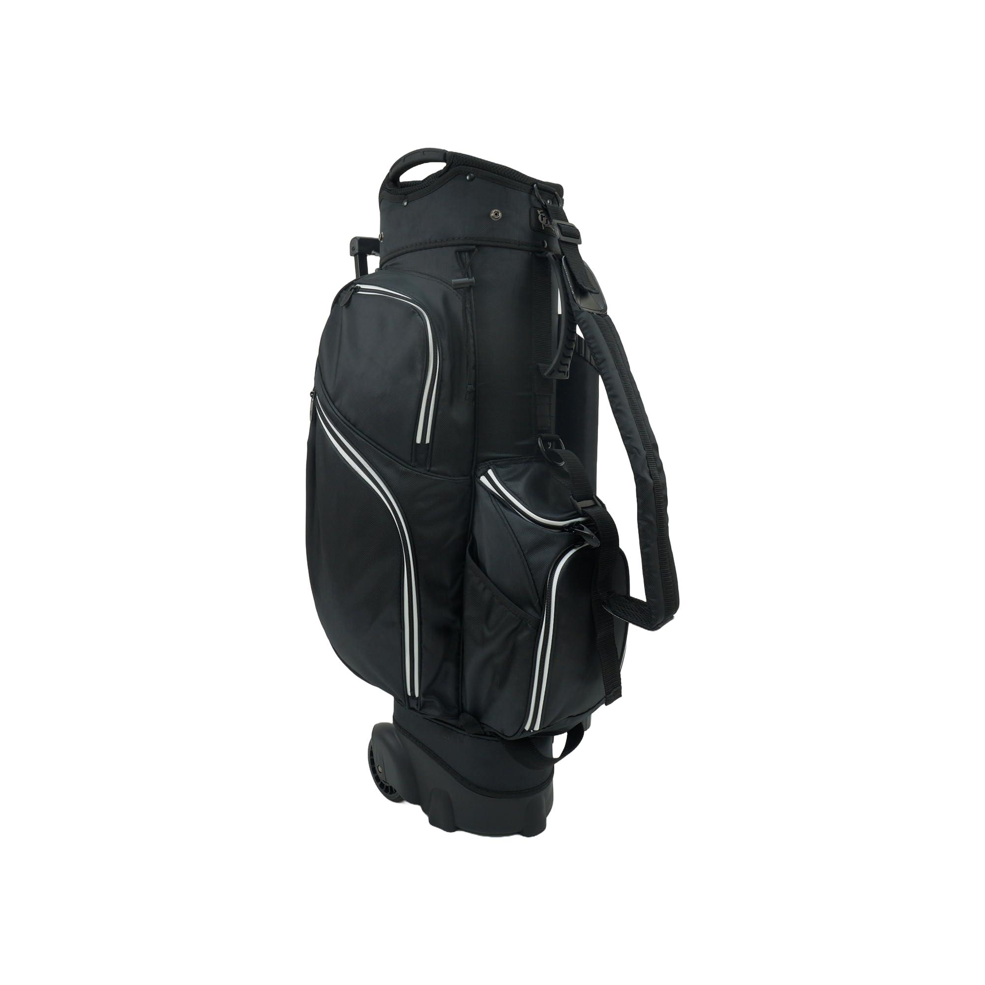 RJ GOLF RJ Sports Carter 14 Way Divider Top Transport Golf Cart Bag with Wheels/Handle (Black)