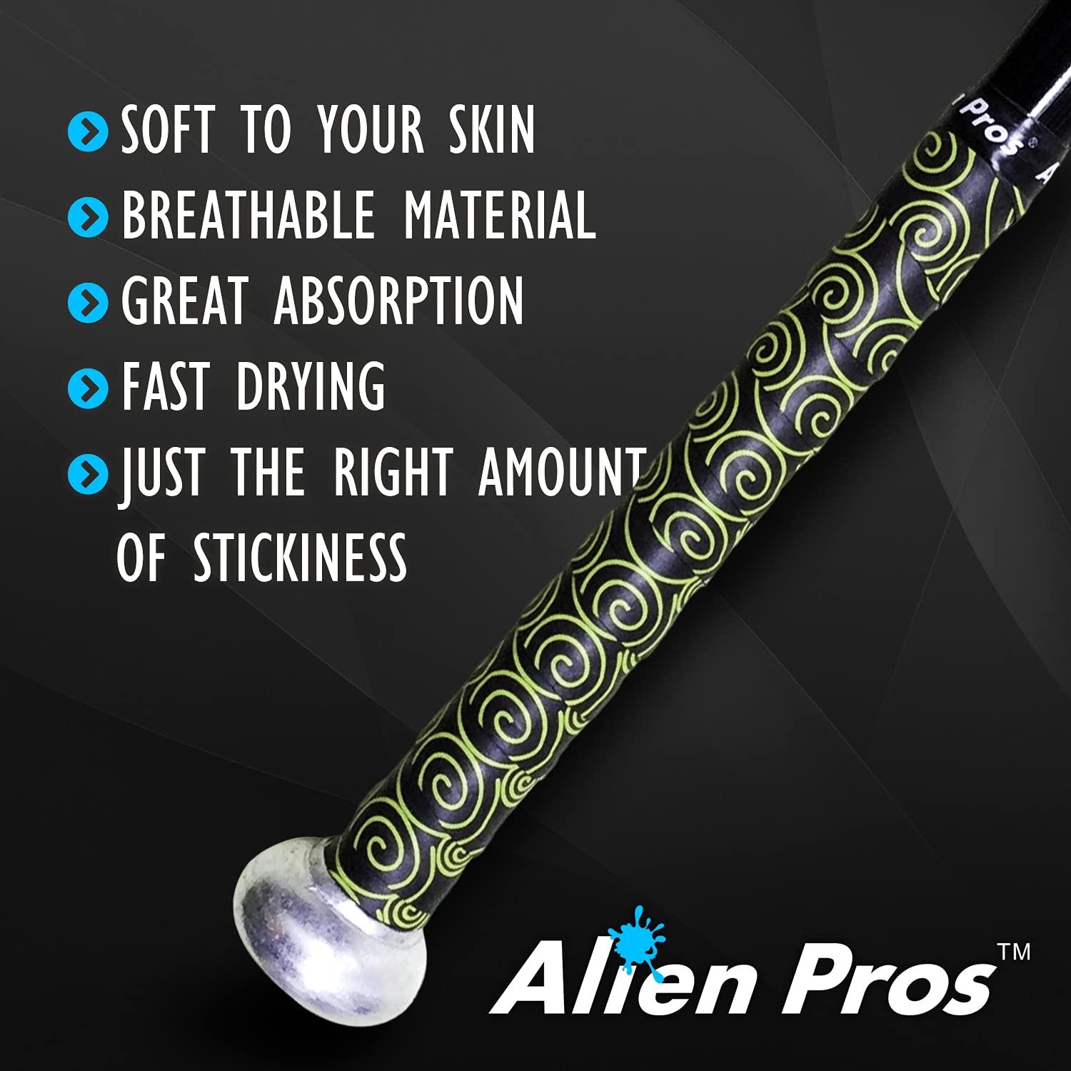 ALIEN PROS ALIEN PROS Bat Grip Tape for Baseball 0.5 MM (2 Pack, Hyperplanes) Precut and Pro Quality Bat Tape Wrap Your Bat for an Epic Home Run - Replacement for Old Baseball bat Grip