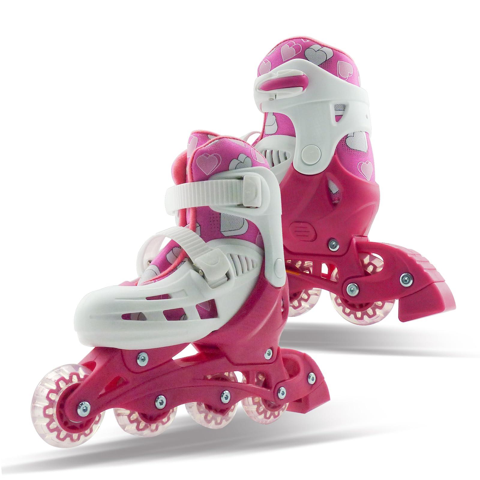 WELLWON WELLWON 4 Size Adjustable Inline Skates for Kids, Outdoor & Indoor Roller Skates with Wheels for Girls and Boys