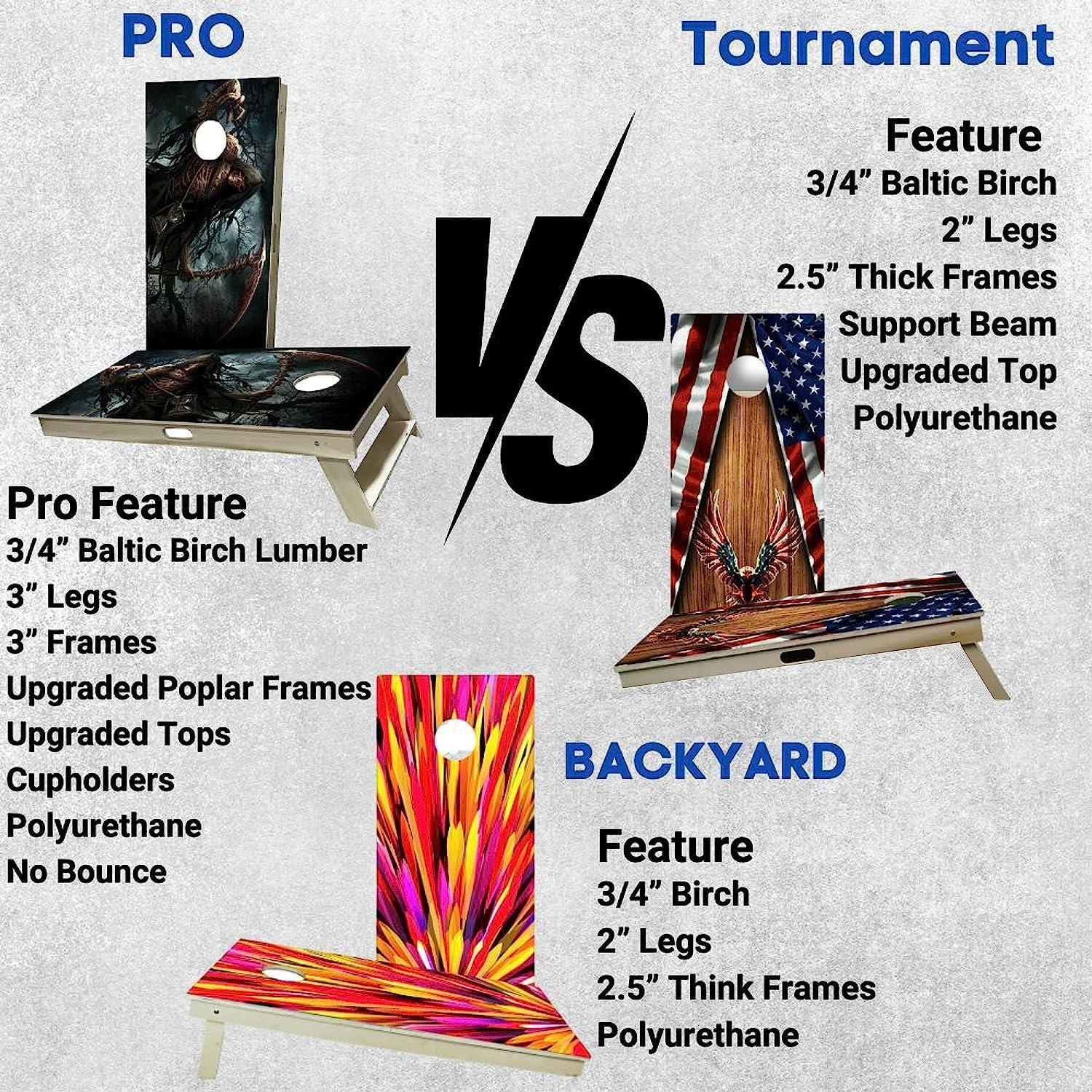 BackYardGamesUSA BackYardGamesUSA Professional Cornhole Set with Bags - Regulation Size Corn Hole Boards Game for Adults - Includes Score Tower and Carry Bag