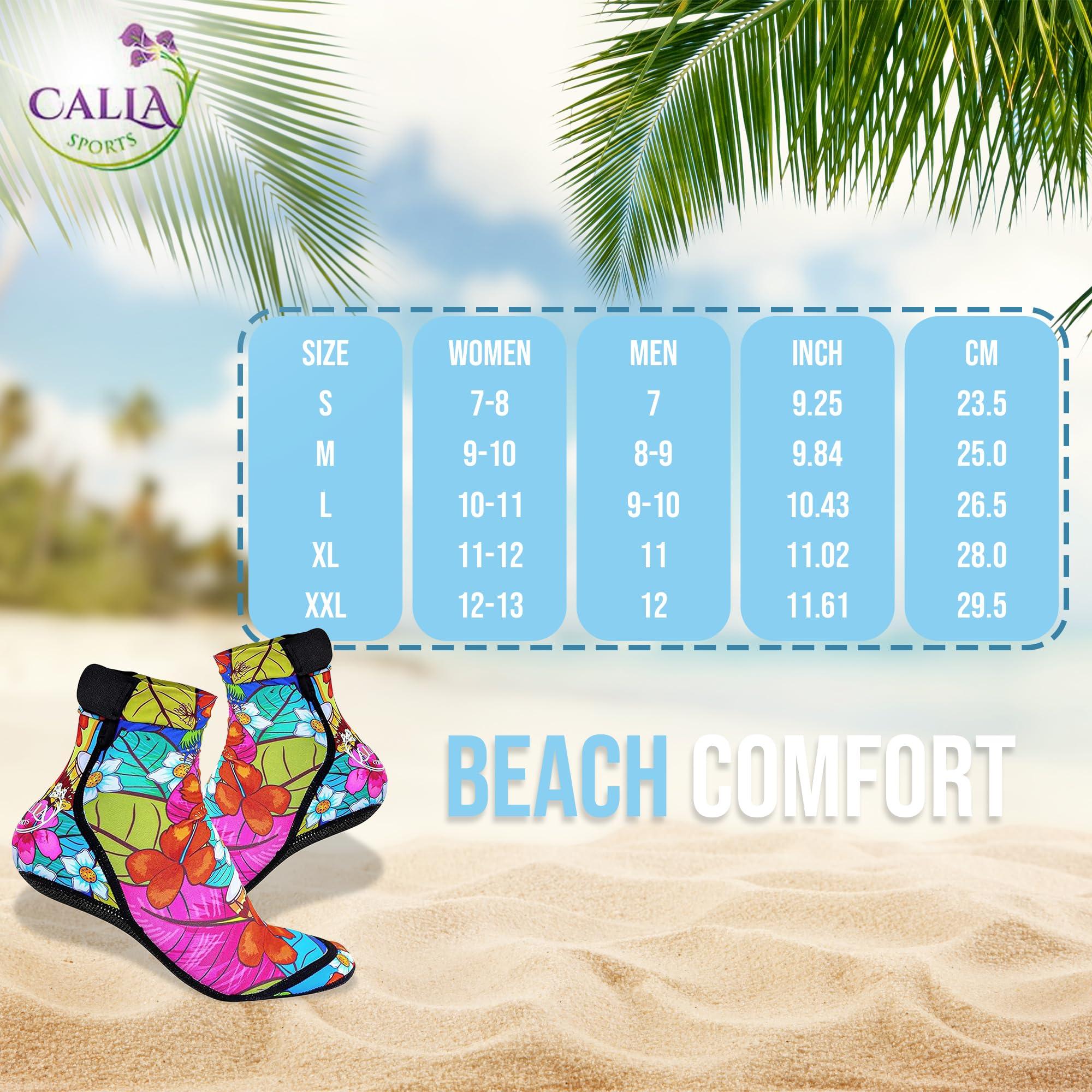 CallaSports CallaSports Neoprene Beach Socks - Water and Sand Socks for Men and Women (X-Large, Hawaiian Flowers)