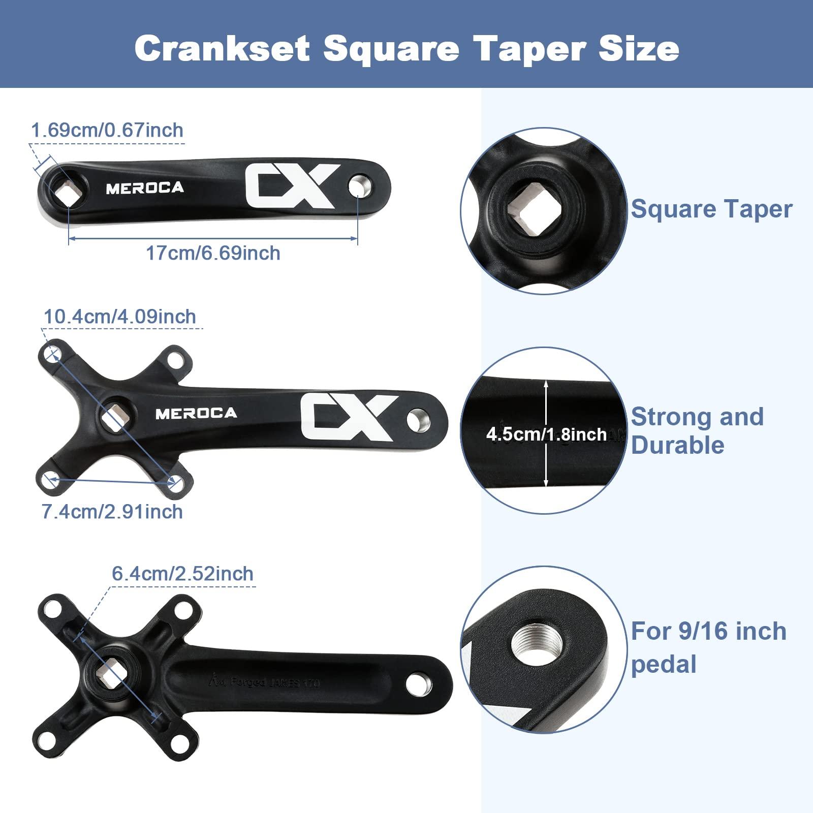 PETCHOR PETCHOR Square Taper Crankset MTB, Mountain Bike Single Speed Crankset, Bicycle Crank Arm Set 170mm 104BCD, 32T Chainring & Bolts