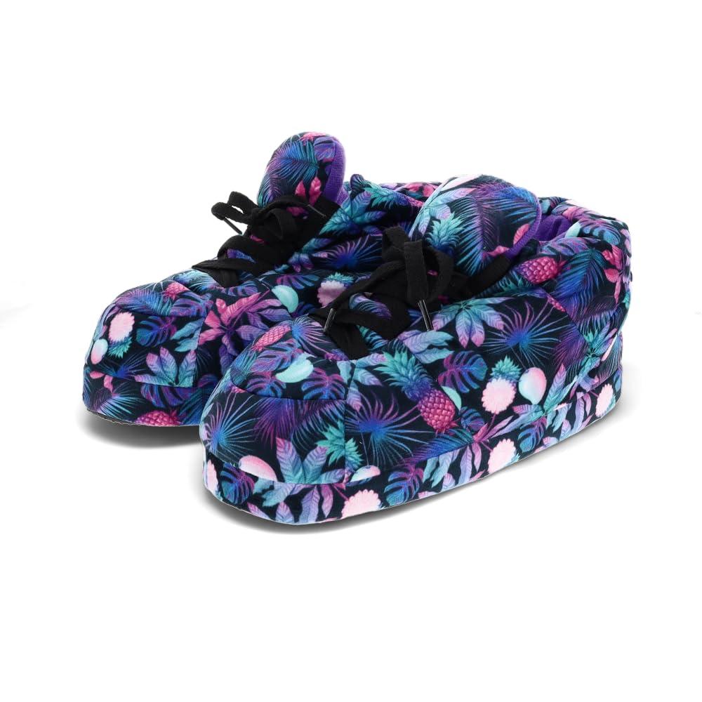 HAPPYFEET SLIPPERS Happy Feet Slippers Standard Sneaker Slippers for Men, Women, and Kids - As Seen on Shark Tank - Classy Oversized House Slippers for Women with Non-Slip Rubber Soles - Tropical Paradise - Large