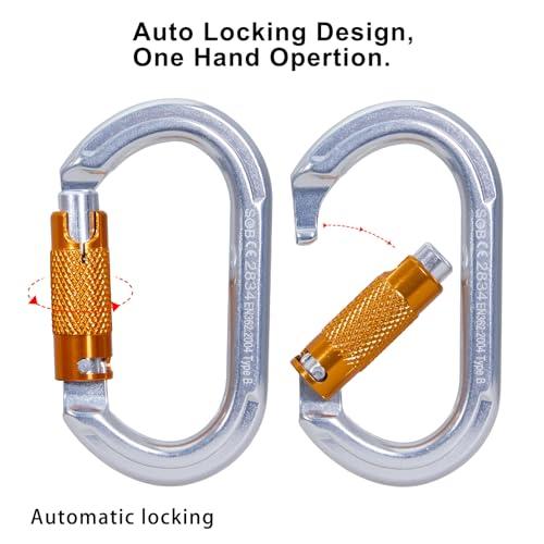 SOB SOB Auto Locking Climbing Carabiner Clips 6Pack 22KN Heavy Duty Asymmetrical Carabiner Connector Used for Rappelling Gear Rescue Outdoor Projects Dog Leash