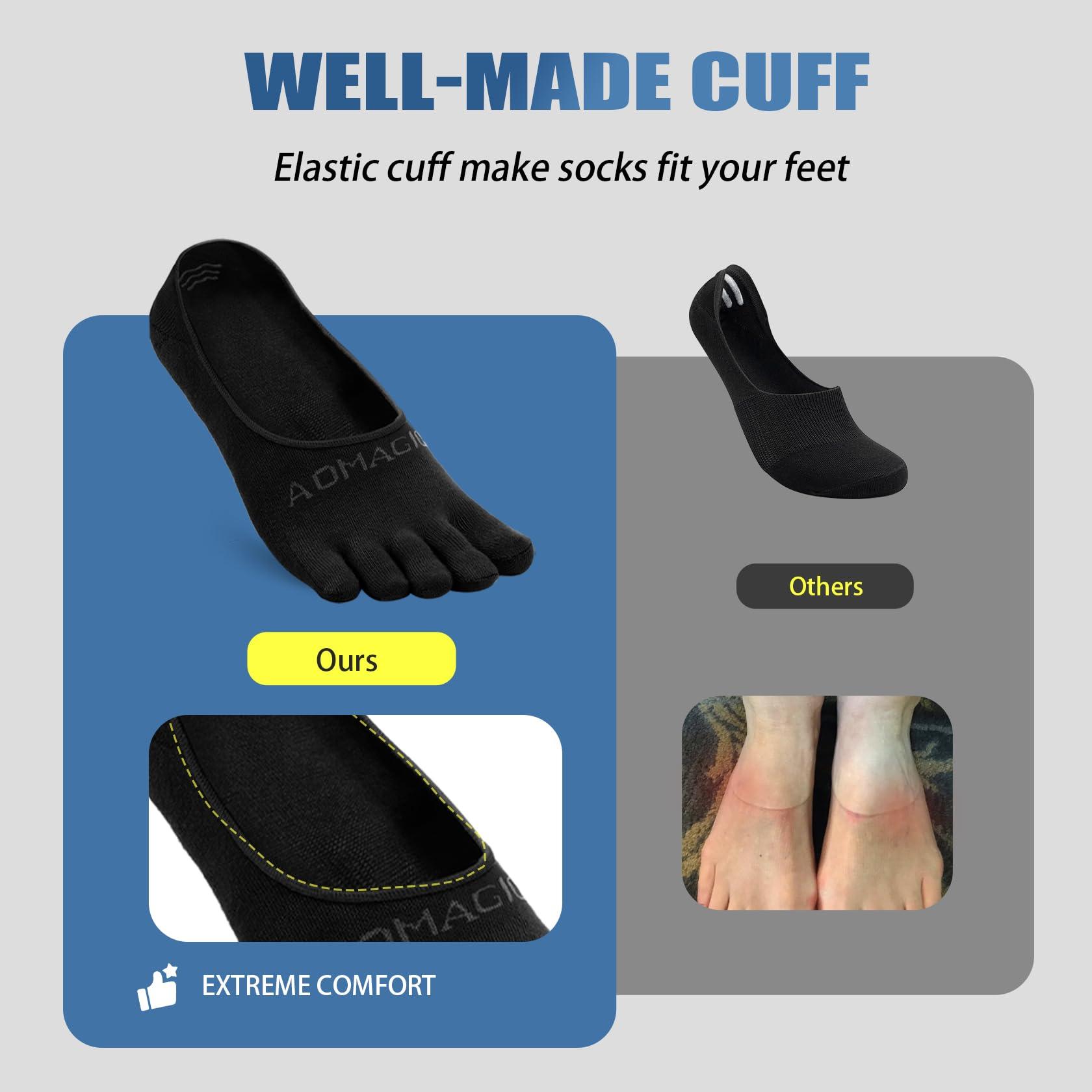 OrrinSports OrrinSports Toe Socks Women Low Cut No Show Socks Non-Slip Invisible Ankle Sock Liner Five Finger Sock (3 Pack)