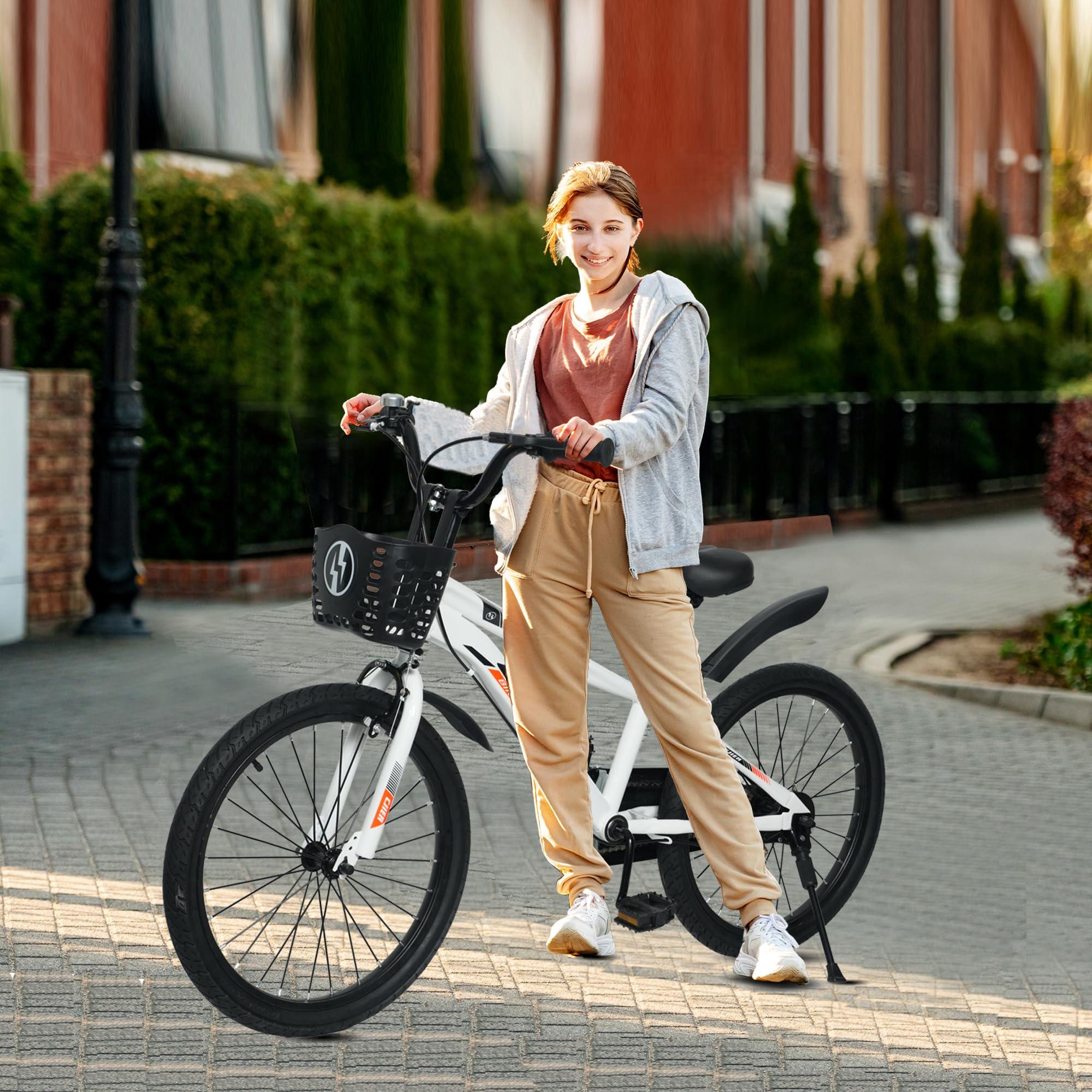 DEYGIA DEYGIA Kids Bike, 20 Inch Bike with Kickstand for Boys and Girls Ages 10-12 Years, Sports Kids\' Bicycles for Kids, Bicycle for Kids, Easy Assembly - White