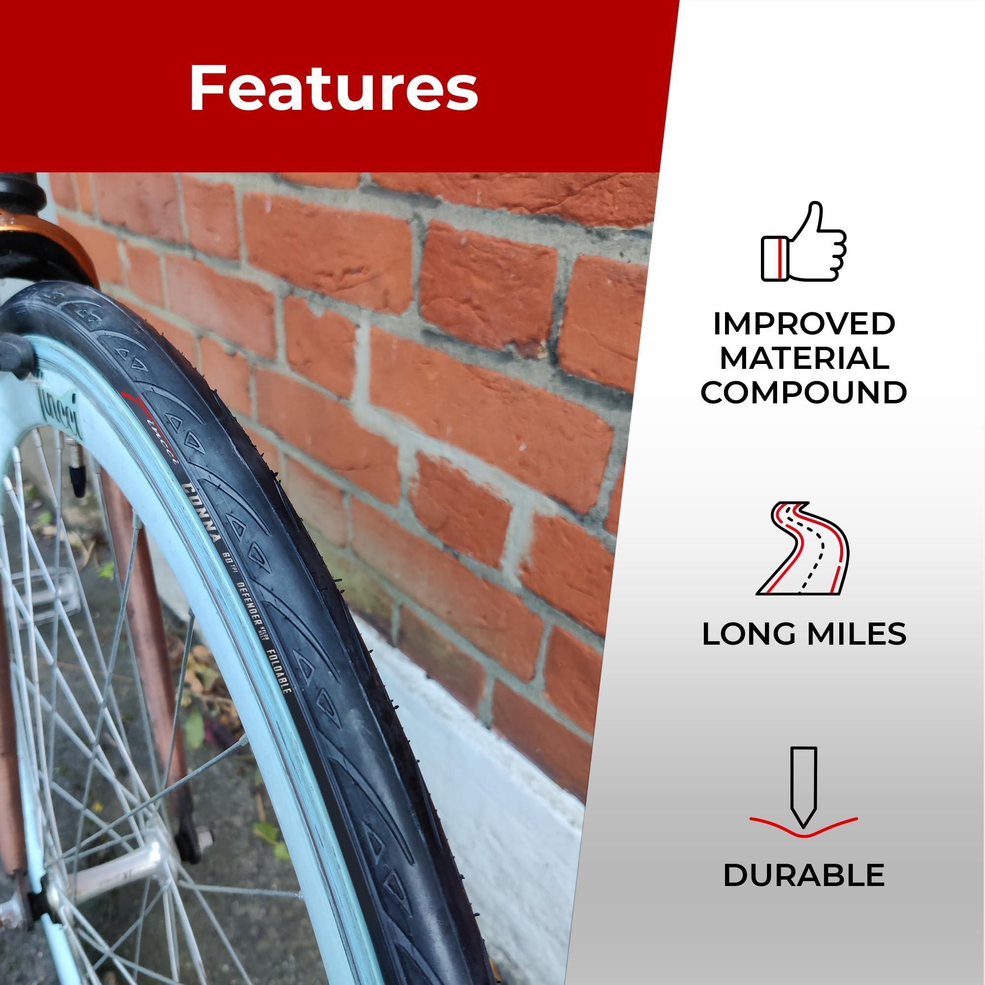 Fincci Fincci Pair 700 x 25c Foldable Tire, 25-622, 60 TPI with LVL3 Nylon Protection Ideal for Road, Touring, and Race Bicycles