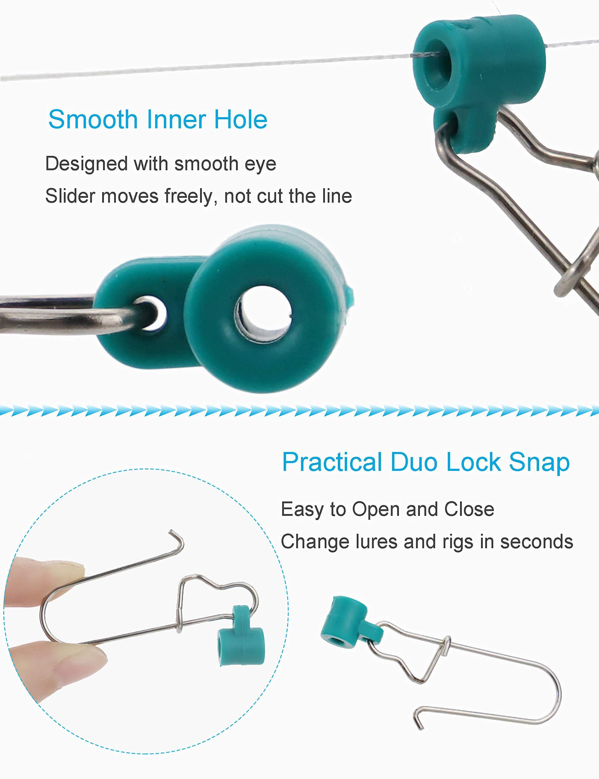 Facikono Facikono Fishing Line Sinker Slides Catfishing Rig, Saltwater Heavy Duty Sinker Weights Connector with Duo Lock Snaps