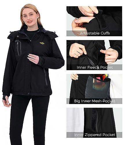 wantdo Wantdo Women\'s Mountain Waterproof Fleece Ski Jacket Windproof Rain Jacket, Small, Black