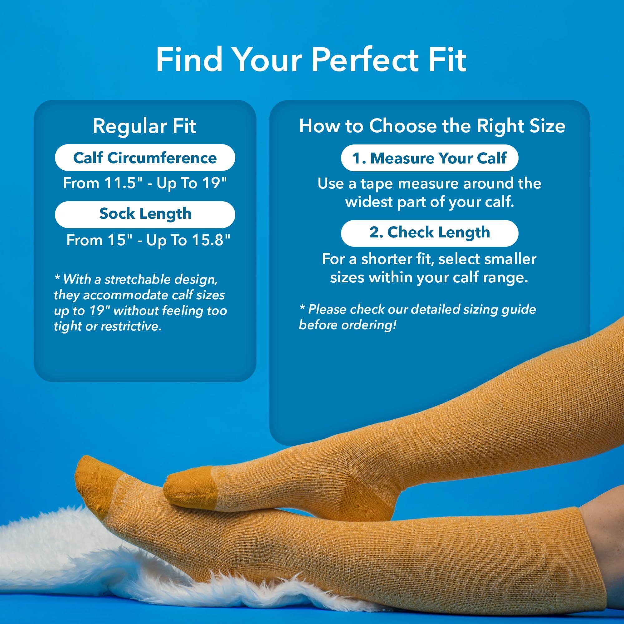 Wellow Wellow Premium Socks (Compression Socks - Regular) for Men and Women, Made with Viscose from Bamboo, Relieves Swelling, Nurses - Pregnancy Support, SM, Onyx Toe - Front Runner