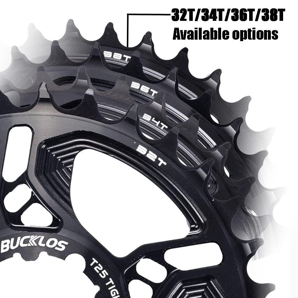 BUCKLOS BUCKLOS MTB Mountain Bike 7075 Aluminum Alloy Crank Arm Set with Bottom Bracket and Bicycle Chainring 32T 34T 36T 38T 6mm Narrow Wide Chainring
