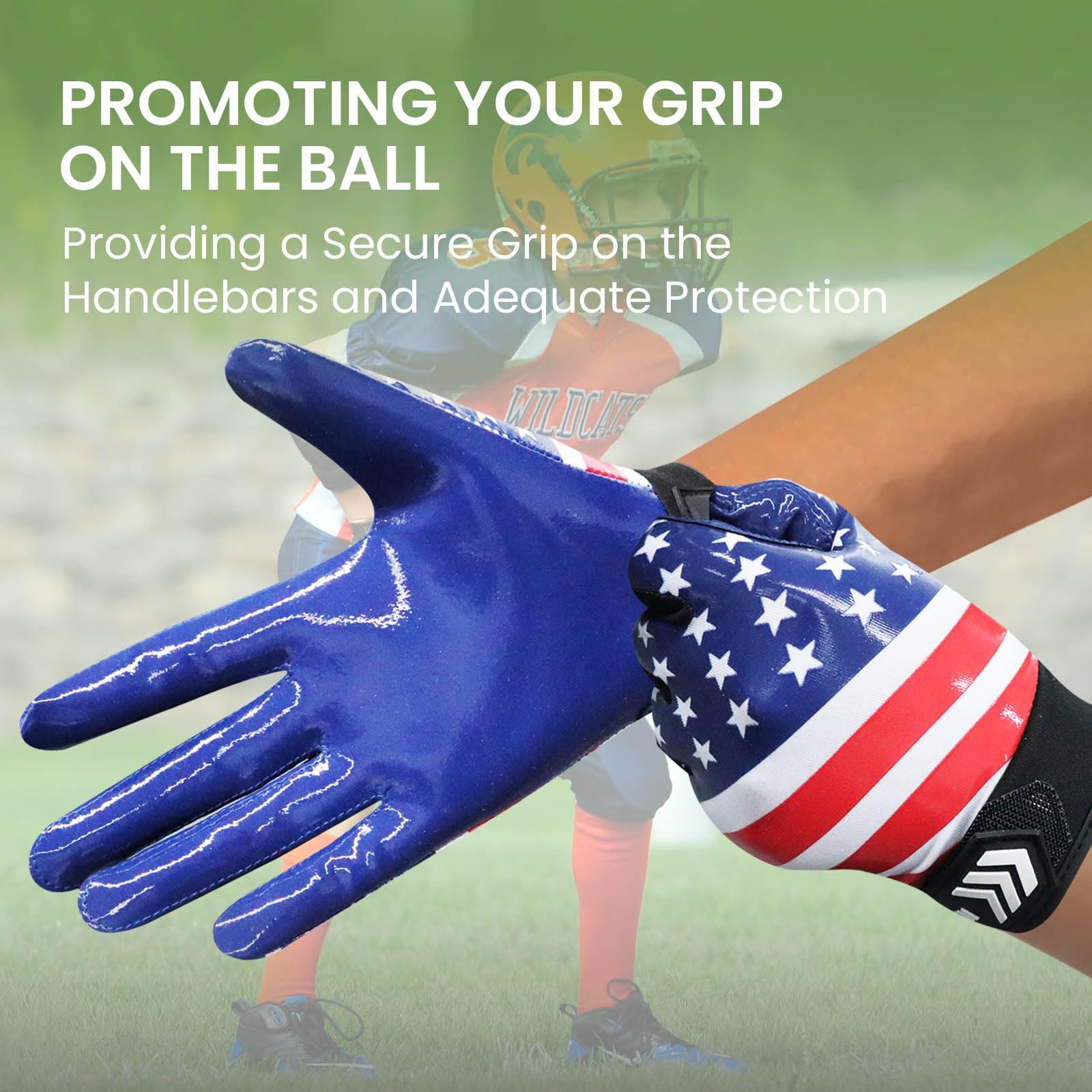 FINGER TEN Finger Ten Football Receiver Gloves Men Adult Receiving Gloves Pro 2.0 Grip Gloves Breathable USA Flag Small Large Medium X-Large (USA Flag, Large)