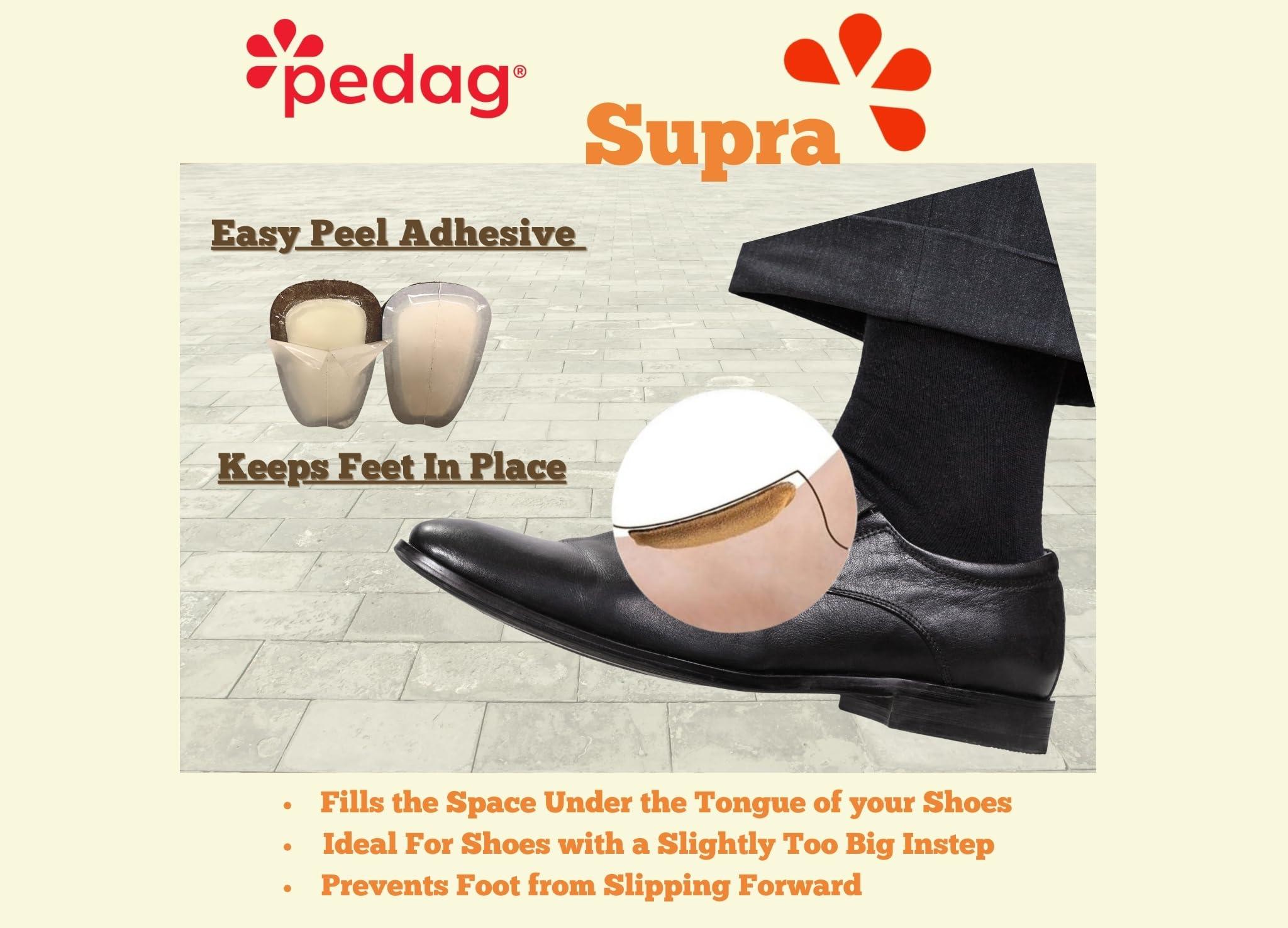 pedag pedag Supra | German Handmade Shoe Tongue Pads | Soft Suede Leather and Memory Foam Shoe Padding | Solves Loose Shoes Problem | 1 Pair, Small/Medium Size