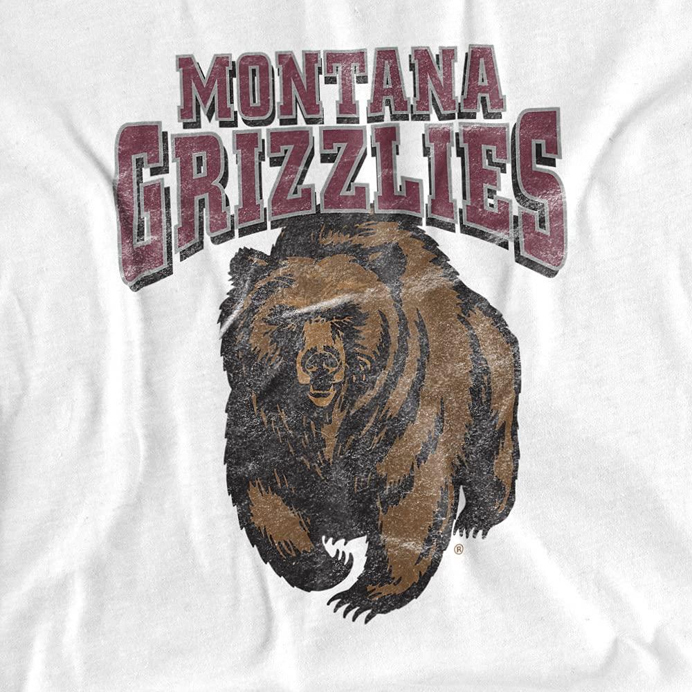 University of Montana University of Montana Official Distressed Primary Unisex Adult T-Shirt, White, Large
