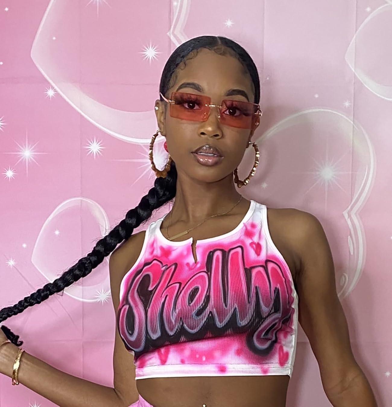 Mriendao Mriendao Red Sunglasses for Women Men Fashion Retro 90s Rimless Rectangle Tinted Sun Glasses Shades UV400