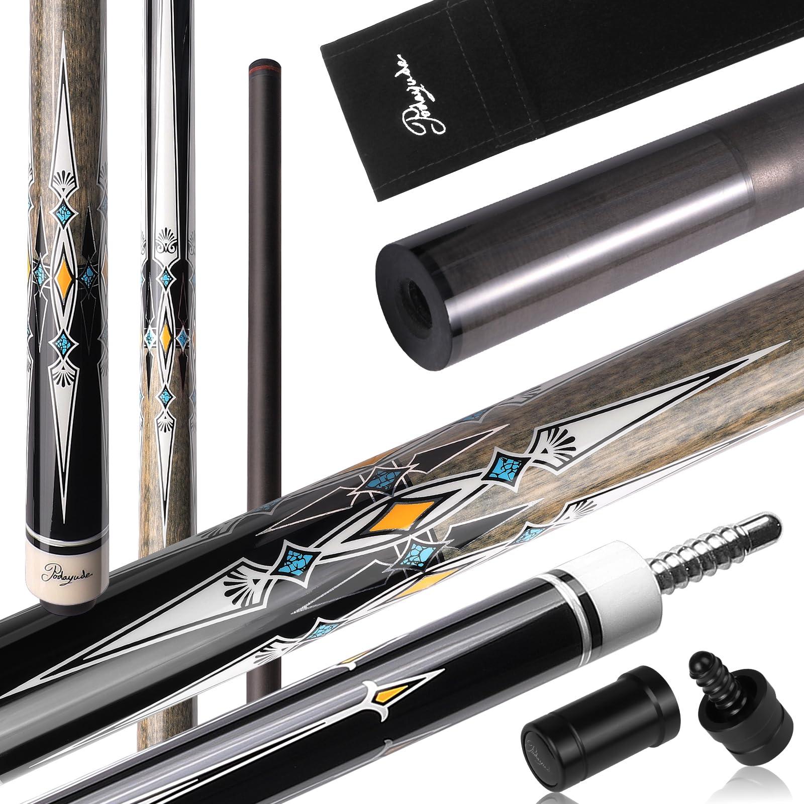 PODAYUDE PODAYUDE Carbon Fiber Pool Cue, 12.5mm Tip Low Deflection Billiard Cue Sticks Pool Sticks, 58\" Pool Cues with Velvet Bag, 19-19.5oz