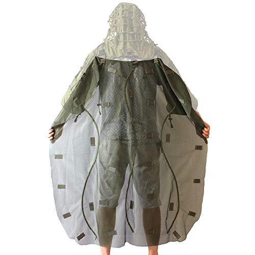 ROCOTACTICAL ROCOTACTICAL Breathable Ghillie Cape for Ghillie Suits Foundation, Mesh Nylon, for Hunting, Sniper, Airsoft, Wildlife Photography, Halloween, Army Green