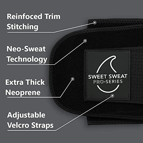 Sports Research Sweet Sweat \'Pro-Series\' Waist Trimmer (Black) with Adjustable Velcro Straps (Medium/Large)