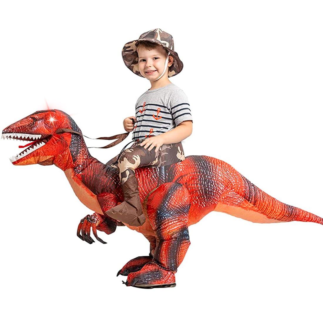 GOOSH GOOSH Inflatable Dinosaur Costume for Kids Halloween Costumes Boys Girls Funny Blow up Costume for Halloween Party Cosplay (7-10Yrs)