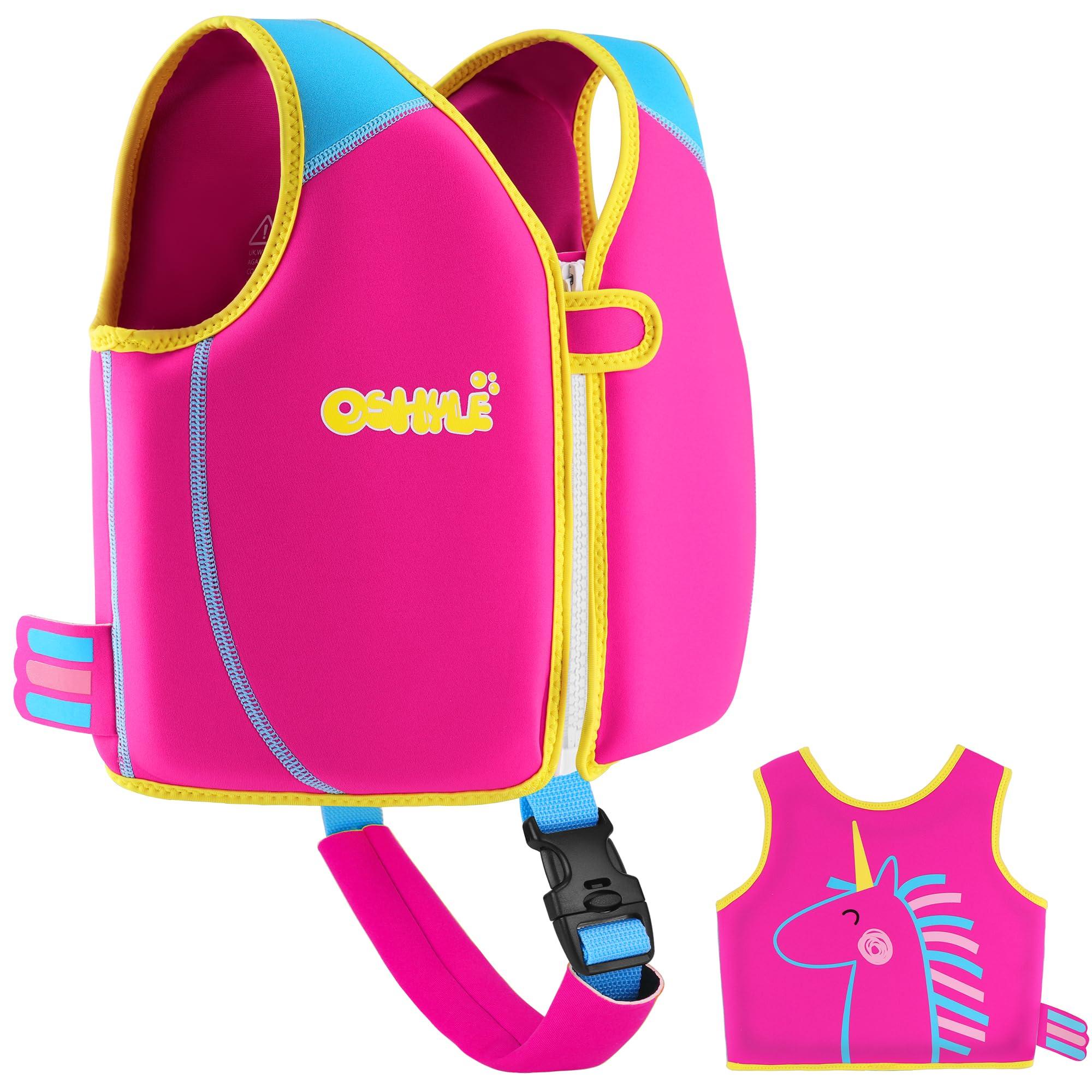 OSHYLE OSHYLE Premium Neoprene Swim Vest for Kids - with Adjustable Safety Straps Age 1-9,Ideal Buoyancy Swim Aid for Boys, Girls, and Toddlers (Unicorn, M(3-6))