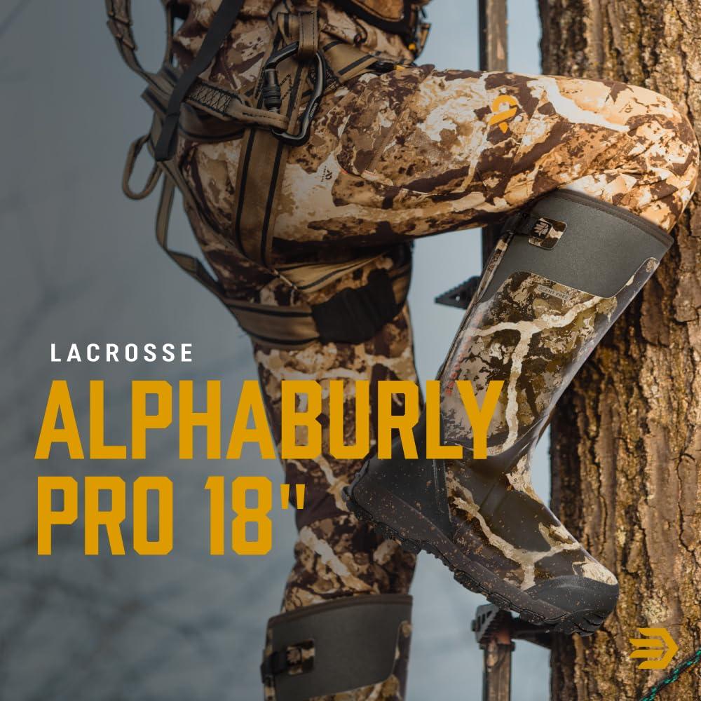 LaCrosse LaCrosse Alphaburly Pro 18" Insulated Hunting Boots for Men Featuring Waterproof Rubber, 1600G Thinsulate, and EVA Footbed, First Lite Specter - 6