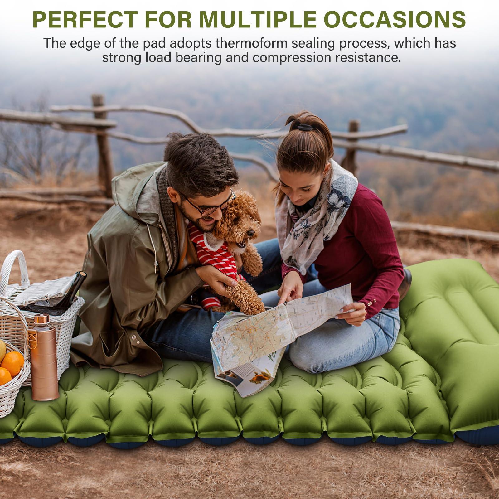 FUN PAC Yuzonc Camping Sleeping Pad, Ultralight Camping Mat with Pillow Built-in Foot Pump Inflatable Sleeping Pads Compact for Camping Backpacking Hiking Traveling Tent