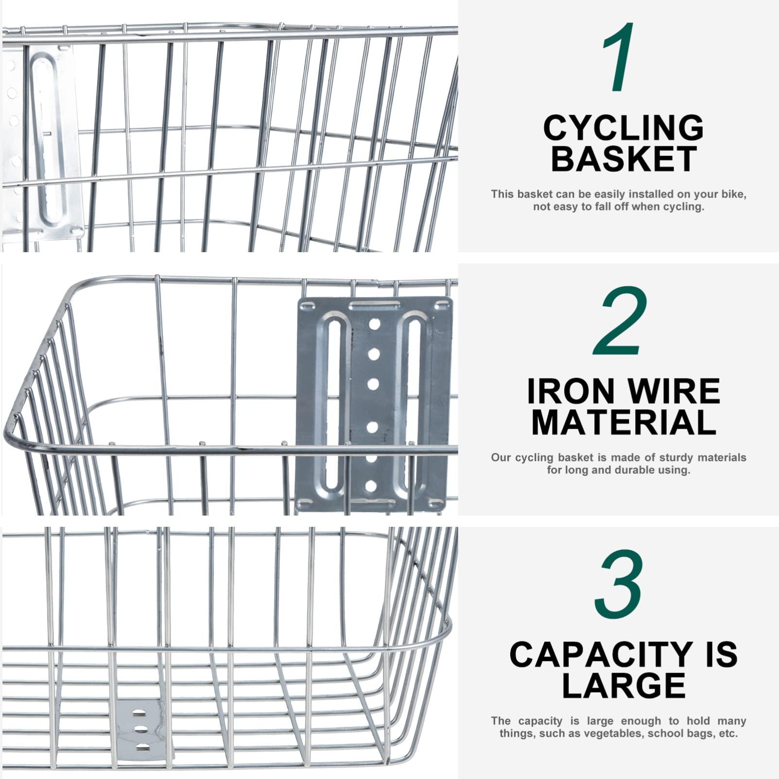 BESPORTBLE BESPORTBLE Front Bike Basket Bicycle Wire Baskets Small Pet Carrier Bag Compatible with Electric Bikes Silver
