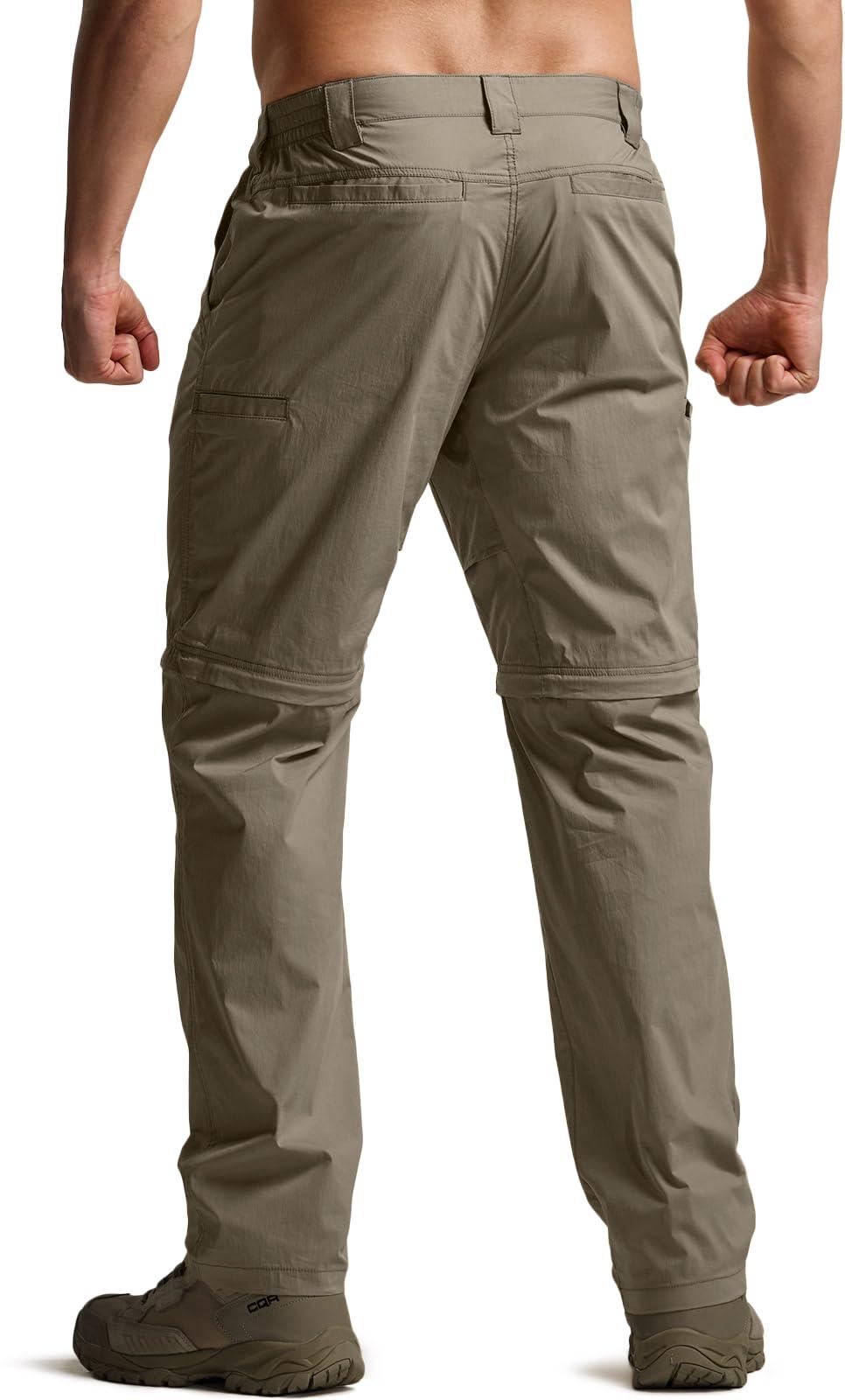 CQR CQR Men's Convertible Cargo Tactical Pants, Water Resistant Outdoor Hiking Pants, Zip Off Lightweight Stretch Work Pants, Runyon Sandstorm, 30W x 32L