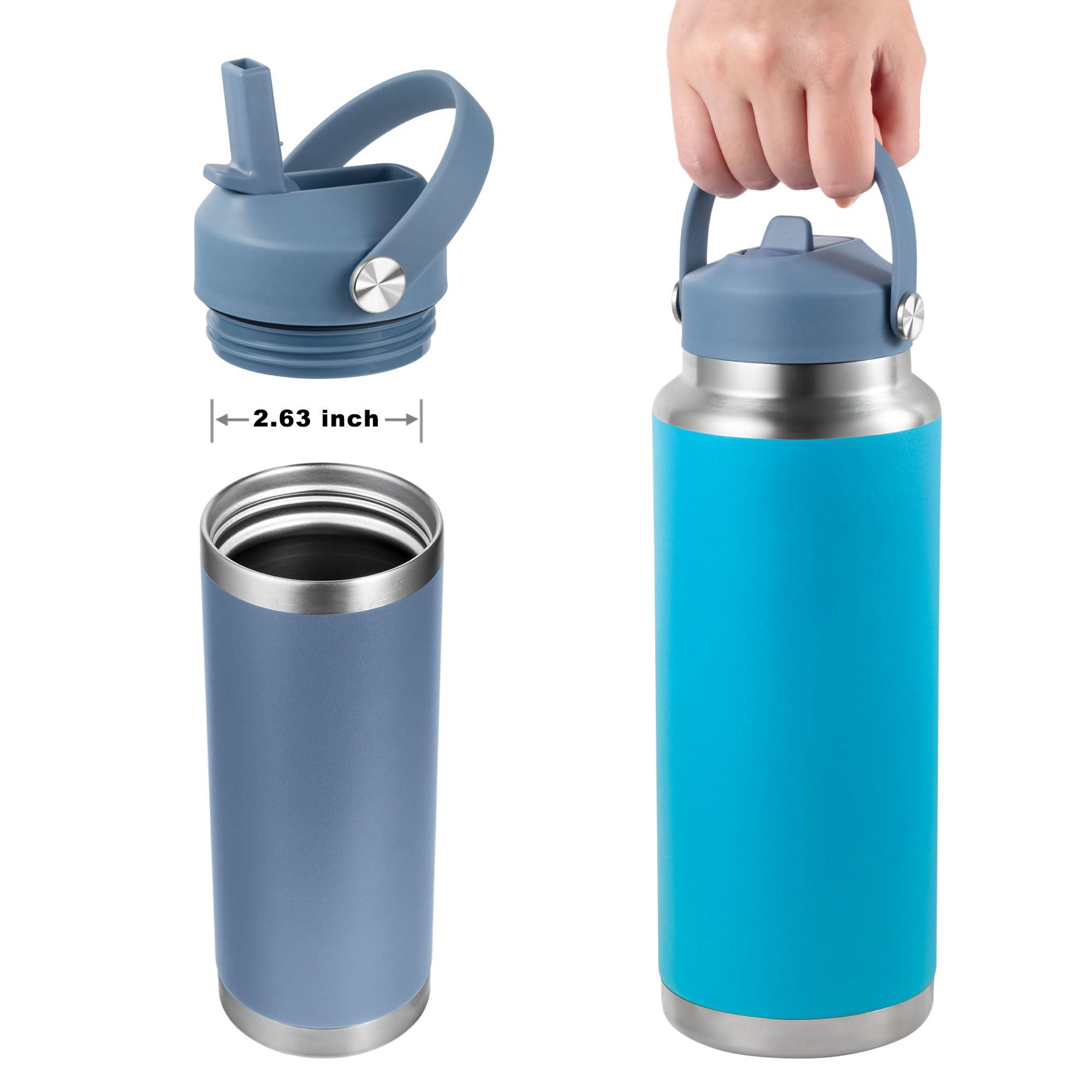 FLORAPELL Straw lid for Yeti Rambler 18 26 36 64 oz, Lid with Straws and Flexible Handle, Replacement Cap for Yeti 18oz 26oz 36oz 64oz Rambler Water Bottle Straw Cap, Nordic Blue