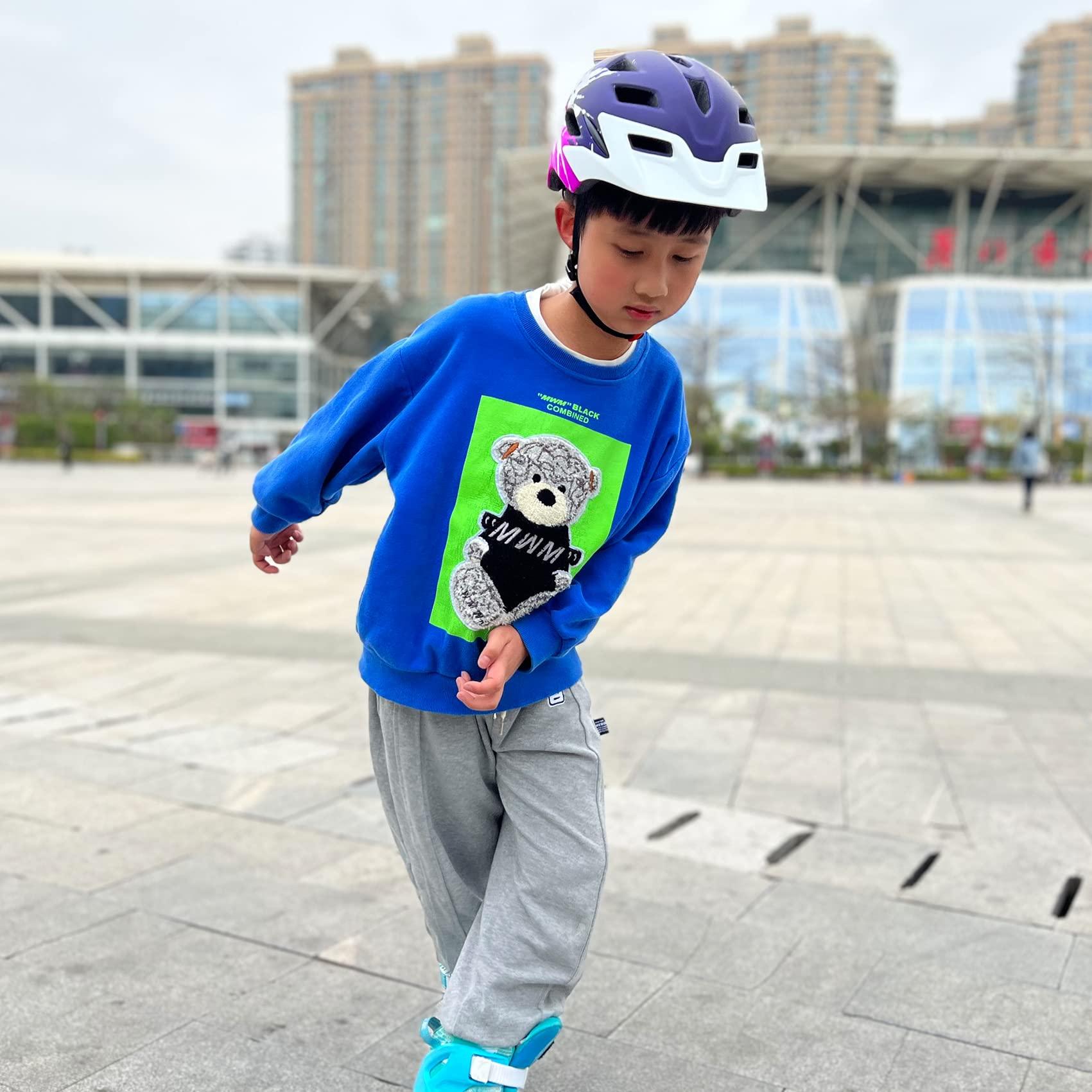 Bavilk Kids Bike Helmet,Bavilk Kids Boys Girls Bike Helmets with LED Light Detachable Visor Children Youth Teen Multi-Sport for Skating Cycling Scooter Skateboard Adjustable & Lightweight 19.7"-22.4"