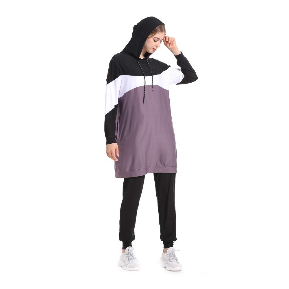 Mr Lin123 Muslim Women Sportswear Islamic Tracksuit Set - Jumper Hoodie & Sweatshirt (2XL, Purple)