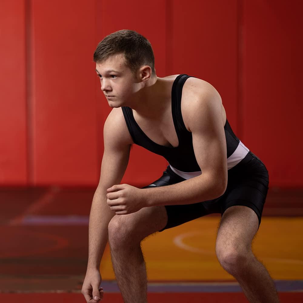 Matman Matman U.S.A. Wrestling Singlet Men\'s Boys Singlet State Weightlifting (Black, 3X-Small)