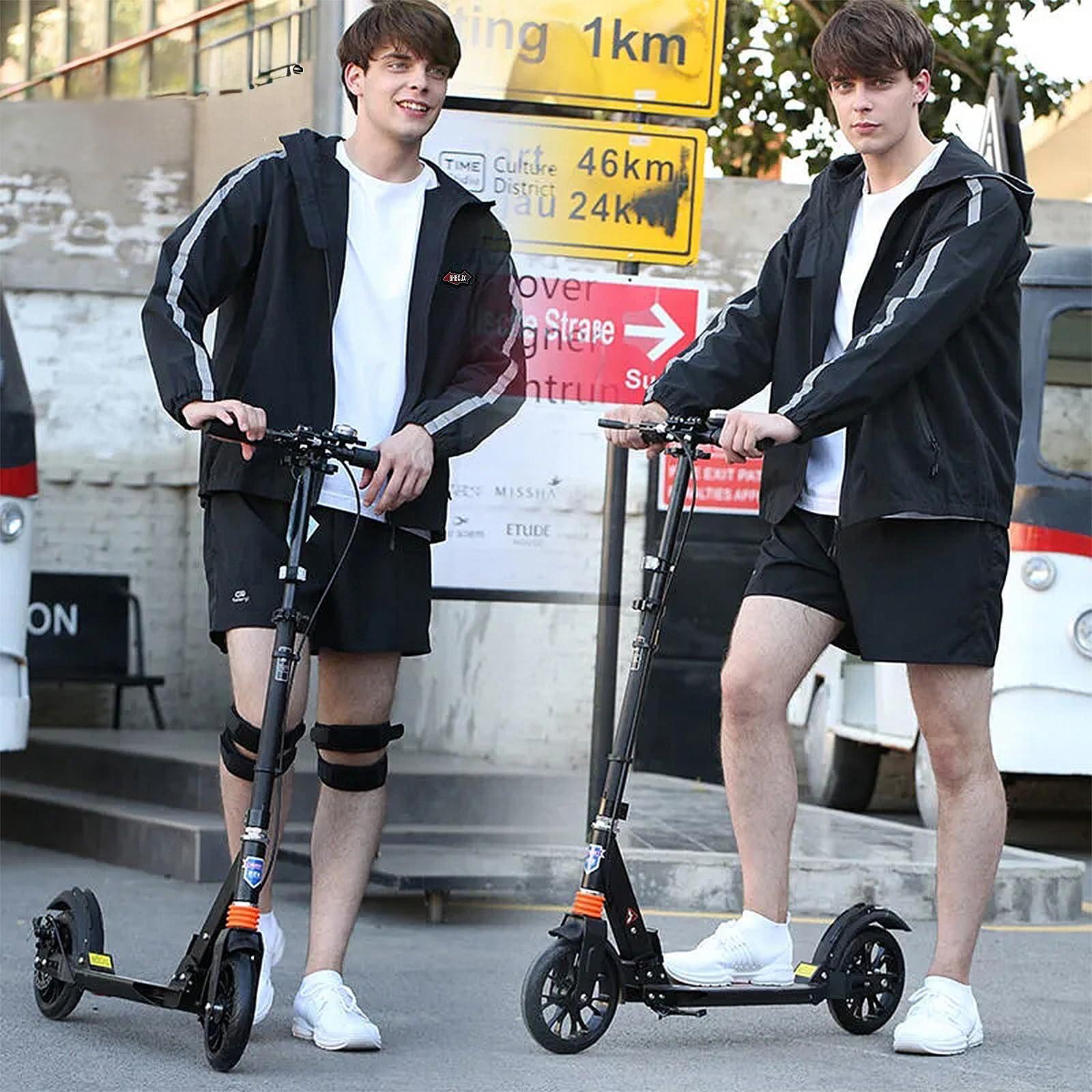 CUIOT CUIOT Kick Scooter for Kid Ages 6+,Teens & Adults - Max Load 300 LBS, 4 Adjustable Levels, 200mm Big Wheel Scooter - FoldingLightweight, Aluminum, Indoor and Outdoor Scooters, Bearing ABE,Black