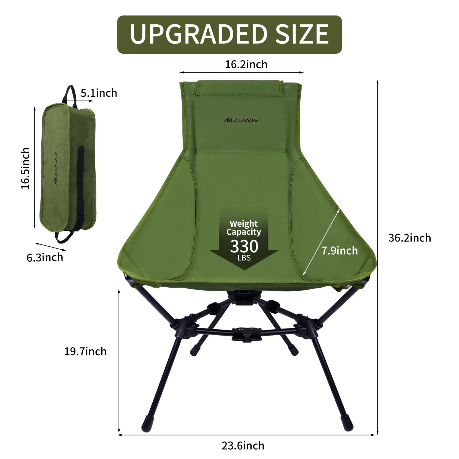 ayamaya ayamaya Ultralight High Back Camping Chair, Upgraded All Aluminum Widen Frame Structure Folding Chairs with Side Pocket & Carry Bag Compact for Camping Hiking Fishing Backpacking Outdoor