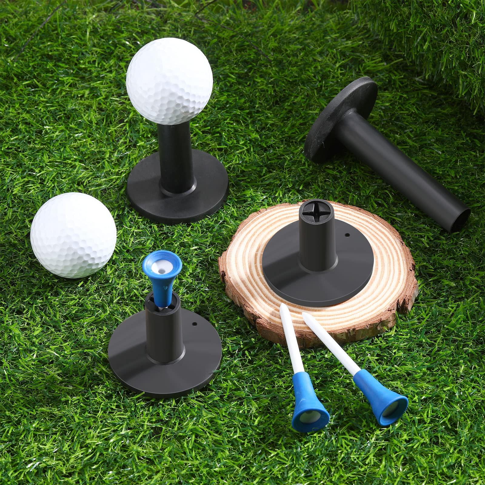 Skylety 12 Pieces Golf Range Tees Set Rubber Golf Tees for Range Mats Golf Rubber Tees Driving Range with 6 Pieces Golf Tees for Practice Mat Mixed Size(Black and White Blue)