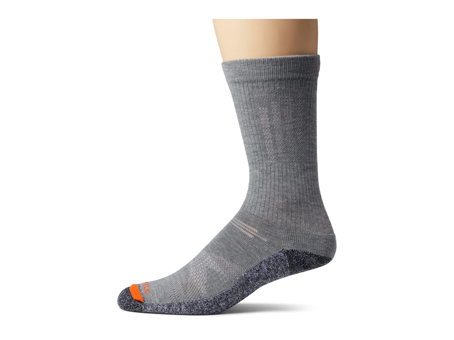 Merrell Merrell Lightweight Work Crew Socks-3 Pairs-Repreve with Durable Reinforcement, Gray, L/XL (Men's 12.5-15 / Women's 14+)